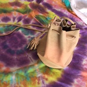 Tan Drawstring Hippie Purse